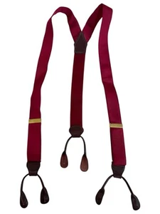 Barrons Hunter Suspenders Leather Button On Burgundy Red  - Picture 1 of 3