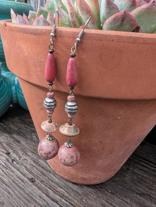 Pendientes colgantes vintage de cuentas de madera: pendientes bohemios - Imagen 1 de 13