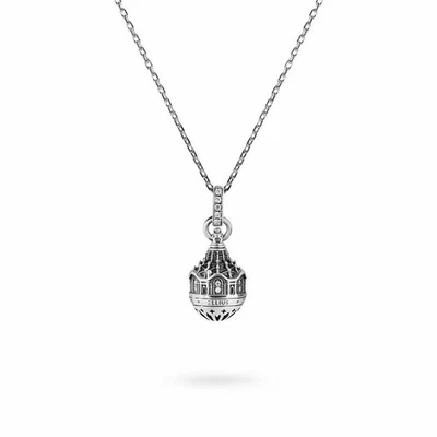 COLLANA ELLIUS ARGENTO 925 PIETRE CUPOLA MINIMAL CAPPELLA DELLA SINDONE TORINO - Immagine 1 di 3