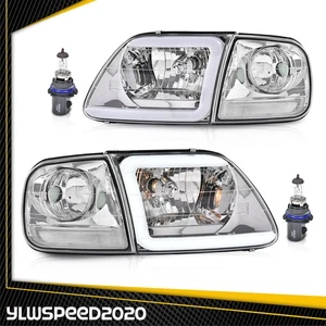 Fit For 97-03 Ford F150/99-02 Expedition Chrome LED DRL Headlights&Corner Lights - Picture 1 of 9