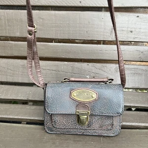 Vintage SASSI KO 1990s Brown Faux Leather Mini Satchel Shoulder Messenger Bag - Picture 1 of 24