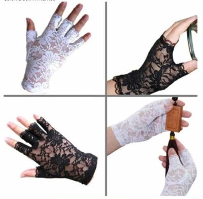 Womens Sexy Dressy Lace Gloves Short Gloves Fingerless Lace Driving - Image 1 of 4