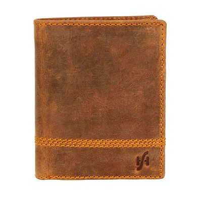 StarHide Herren RFID Safe Distressed Hunter Braun Leder Mini Münztasche Geldbörse - Bild 1 von 4