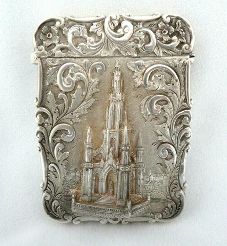 Nathaniel Mills English Hallmarked Sterling Silver Card Case ~ Scott Memorial Cover