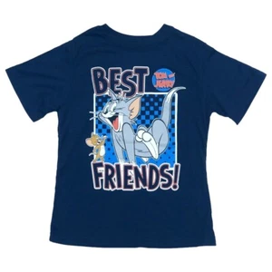Tom & Jerry Boys Blue Best Friends Cat & Mouse T-Shirt Tee Shirt - Picture 1 of 2