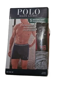Conjunto de 5 calzoncillos boxer de malla transpirable Polo Ralph Lauren para hombre talla grande - Imagen 1 de 3