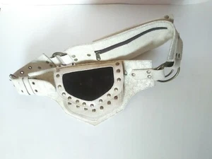 White Leather Utility Belt Goth / Cosplay / SCA / RenFaire /Festival / Calf Hair - Picture 1 of 5