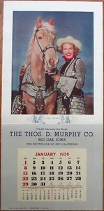 Pinup Cowgirl 1956 16x33 Poster Advertising Calendar, Woman Horse, Silver Champs - Picture 1 of 1
