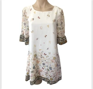 Yumi Dress shift floral print 3/4 sleeve size 8 Lightweight - Picture 1 of 8