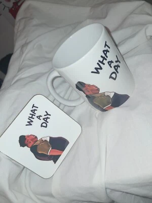 Harvey Price 'What A Day' Mug & Coaster Set – 11oz 325ml – Funny Gift – New"