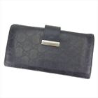 Gucci Wallet Purse Guccissima Black Leather Woman Unisex Authentic Used T8433