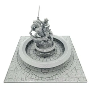 FANTASY CITY FOUNTAIN WITH STATUE D&D LOTR AOS WFB 3D PRINTED SCENERY QP3D - Picture 1 of 6
