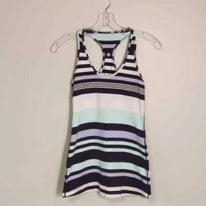 Lululemon Cool Racerback Discover Striped Athletic Scoop Neck Tank Top Size 4 - Picture 1 of 7