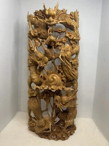 Vietnamesische geschnitzte Holzskulptur in Drachenform 23 Zoll hoch - Bild 1 von 17