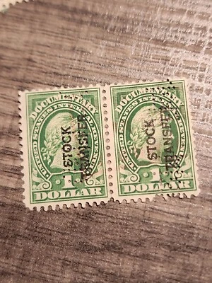 US Revenue 1917-33 $1 Green LIBERTY Documentary USED Pair - #6426 - Image 1 of 2
