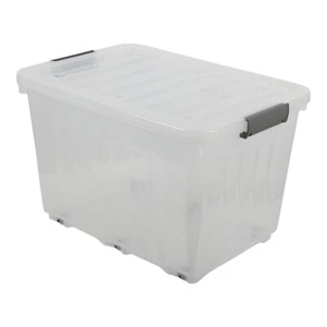 Jolie Max 72L Storage Boxes with Wheels. Stackable & Transparent, Lids & Buckles - Picture 1 of 28