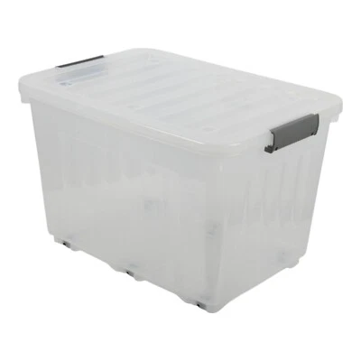 Jolie Max 72L Storage Boxes with Wheels. Stackable & Transparent, Lids & Buckles - Image 1 of 4