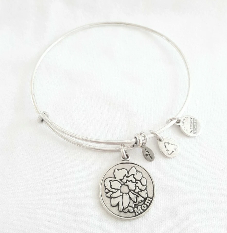 Authentic Alex and Ani Mom Rafaelian Silver Charm Bangle Adjustable NWOTAG.  - Image 1 of 3