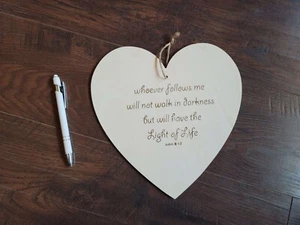 Engraved John 8:12 Religious Quote whomever follows me will have Light Rustic - Picture 1 of 1