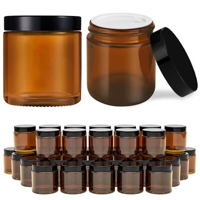 4 oz Amber Glass Jar with Lids, 48 Pack Small Glass Candle Jars with Lids & S... - Image 1 of 4