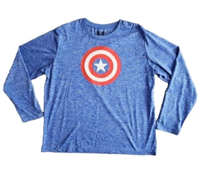 Captain America Shirt Men's X Large Blue Long Sleeve Marvel Comics Graphic Tee - Picture 1 of 11