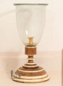 Home Décor Wood Bone Inlay Glass Hurricane candle holders - Picture 1 of 5