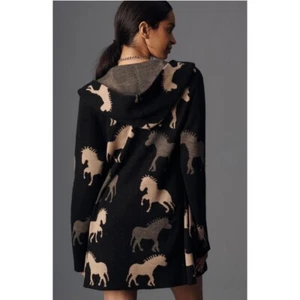 NWT!! Anthropologie MAEVE Oversized Open-Front Horse Pattern Sweater Coat Large - Picture 1 of 15