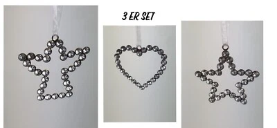 Weihnachtsdeko Fenster 9er Set Mettalanhänger mit Stasssteine Engel/Stern/Herz - Bild 1 von 4