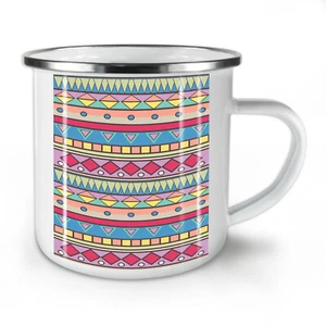 Taza esmaltada colorida Wellcoda con patrones de rayas 10 oz - Imagen 1 de 4