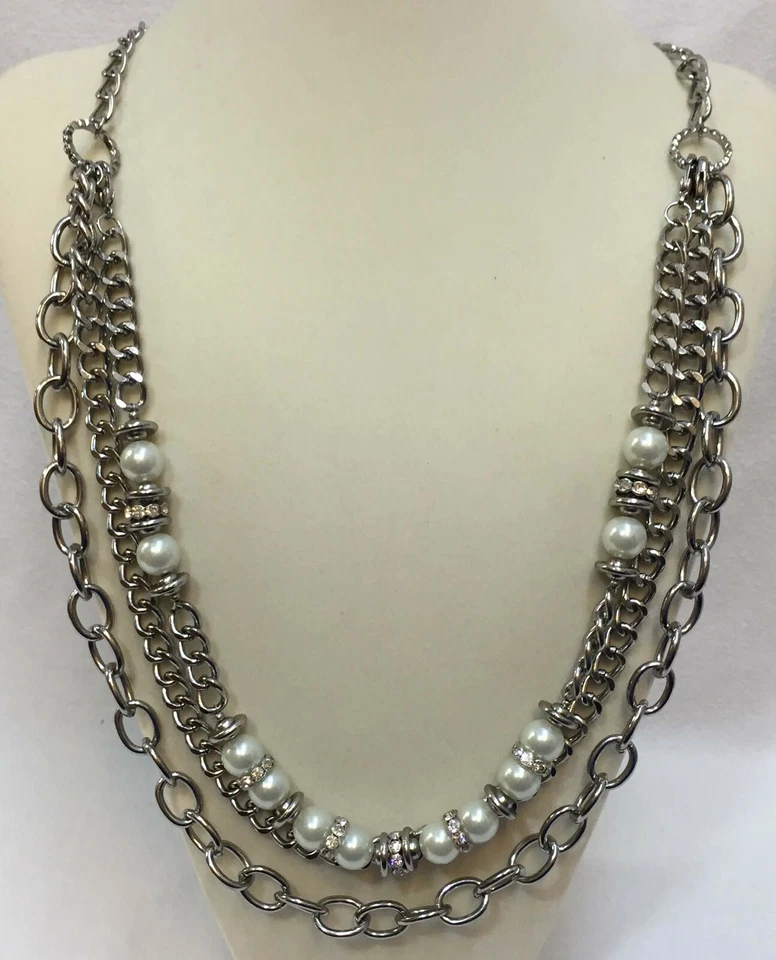 Collar Premier Designs Multi Hilo Instaglam Imitación Placa de Rodio Cristal Foto 1 de 4