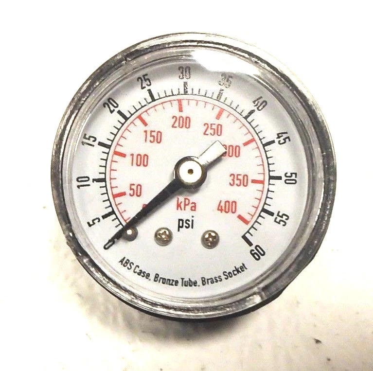 4FLZ6 Pressure Gauge, 1 1/2"DIA.,0- 60 Psi, 1/8" NPT Back (4 Pack)  #4FLZ6 - Image 1 of 1