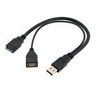 CABLECY USB 3.0 Male to Dual USB Female Extra Data Y Extension Cable for Disk