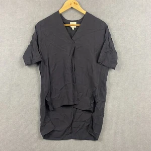 Elk Blouse Womens 8 Black Top Short Sleeve V Neck Cupro Lyocell Lightweight - Picture 1 of 7