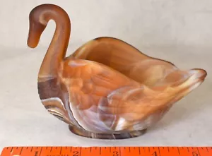Vintage Imperial Glass Caramel Slag Glass Swan Bird Figurine Dish or Planter - Picture 1 of 7