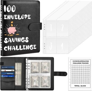 100 Envelopes Money Saving Challenge Binder Money Saving Challenges Book NEW - Picture 1 of 7