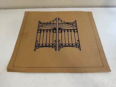 Puerta de jardín de hierro forjado diseño arquitectónico arte dibujo/ilustración vintage Foto 1 de 4