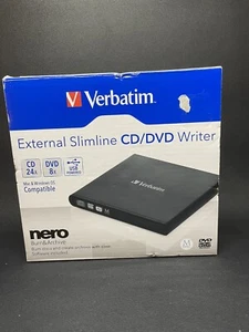 Verbatim 98938 External Slimline CD/DVD Writer USB 2.0 - Black - Picture 1 of 5