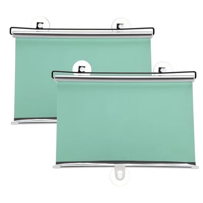 2pcs 26"x 16" Retractable Roller Sunshade with Suction Cups for Cars, Green - Imagem 1 de 4
