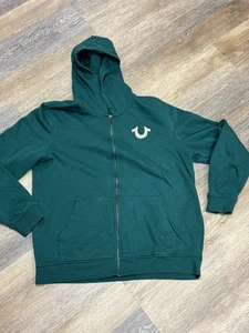 True Religion Mens Green Long Sleeve Fleece Full-Zip Hoodie Size XL Fashion - Picture 1 of 4
