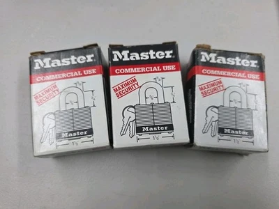 Master Lock No. 3 Commercial Grade Padlock, Laminated Steel, Lot Of 3 - Image 1 of 4