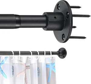 Shower Curtain Rod, Closet Rod 21-32 Inch,Adjustable Heavy 21-32", Black - Picture 1 of 7