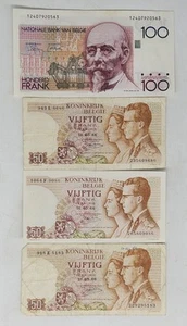 Belgium 100 50 Francs Banknotes 1966 Lot Currency World Paper Foreign Money - Picture 1 of 2