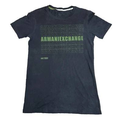 Armani Exchange Men’s XS Graphic Tee Black Green Logo Distressed  (Read) - Image 1 of 4