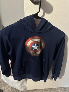 Marvel Captain America Boys Hoodie Sz 8 Guc Blue - Picture 1 of 2