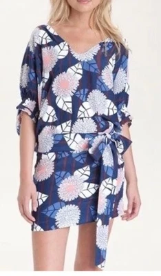 Mini Vestido para Mujer Diane von Furstenberg Azul DVF Edna Seda Talla 4 Manga Dolman Foto 1 de 4