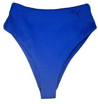 Bikini de cintura alta azul acanalado de PUMA para mujer talla XS Foto 1 de 4