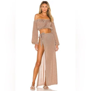 Lovers + Friends Nayelli Roségold Metallic Zweiteiliges Set Rock Top Größe Small - Bild 1 von 11