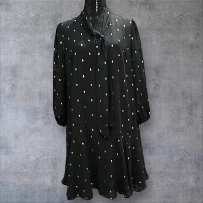 Vestido túnica Banana Republic lunares metálico dorado manga transparente talla 12 Foto 1 de 4