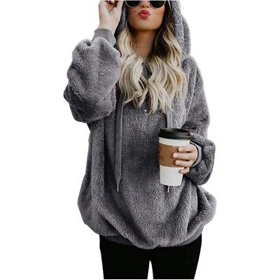 Damen Hoodie Teddy Fleece Pullover Winter Herbst Langarm Warm casual Oberteil - Bild 1 von 2
