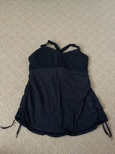 Lululemon Damen anthrazitgrau/schwarz gekreuzte Träger geraffte Seiten Tanktop 6 - Bild 1 von 3